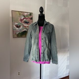 Ellen Tracy edgy biker denim shirt jacket size 4 street wear